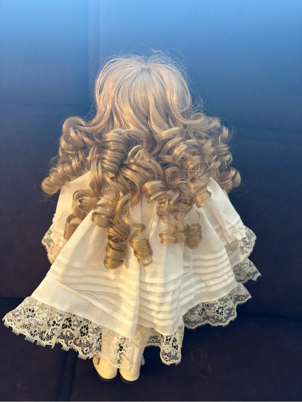 Porcelain Doll in Cream Lace Dress - Classic Kids Toy